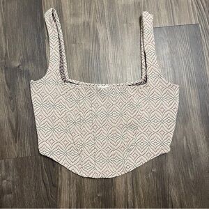 Free People Seams To Me Printed  Corset Cropped Top